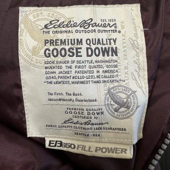 VTG Eddie Bauer Puffer Jacket Women's Small Burgandy Goose Down 650 Quilted 00s - Picture 4 of 13